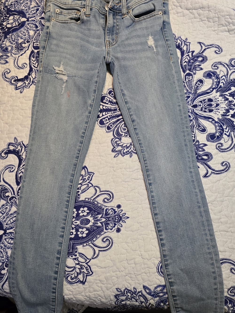 Light Blue Women's Distressed Skinny Jeans